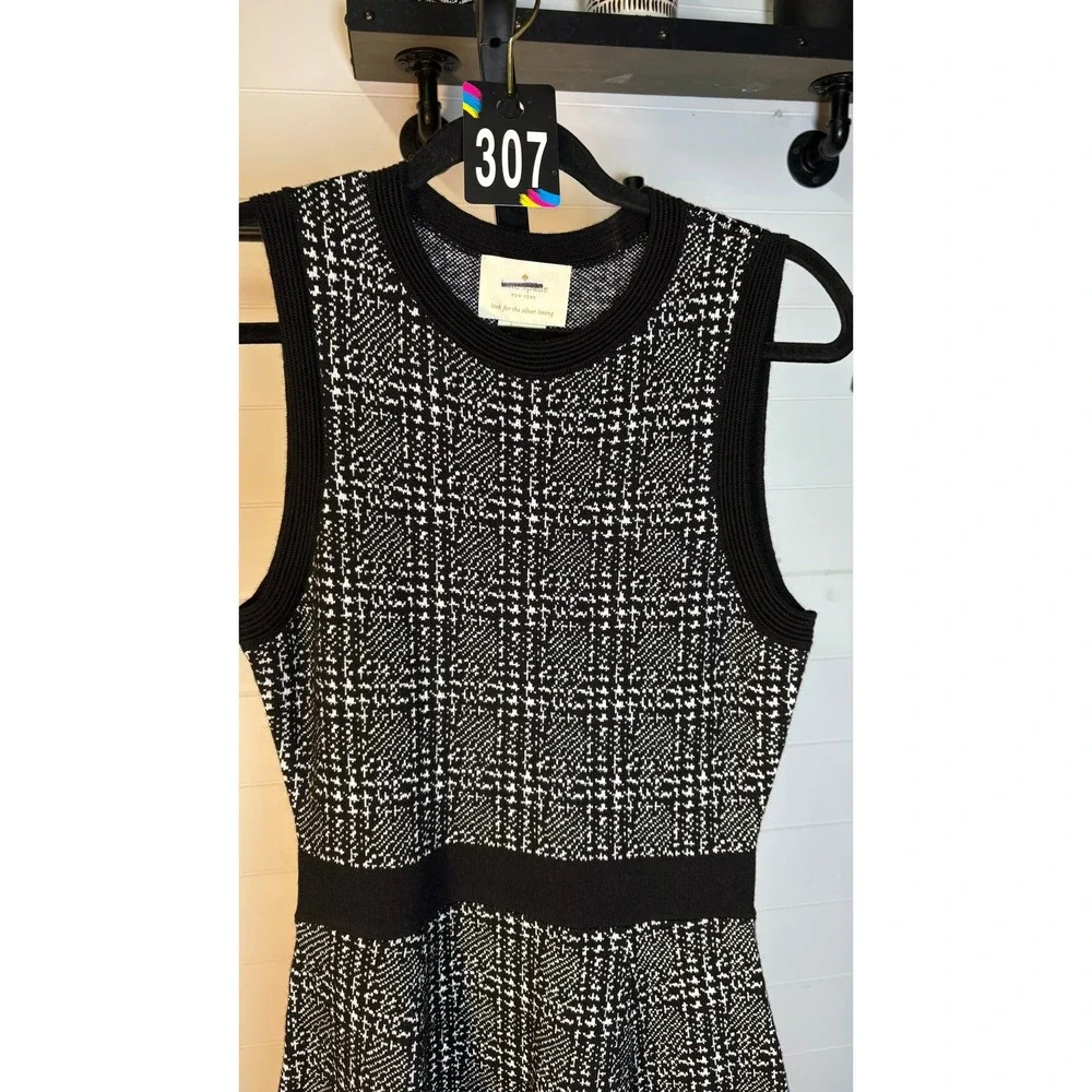 NWOT Kate Spade Mod Knit Wool Grey Plaid Sleeveless Sweater Mini Dress ($498) XS